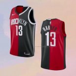 Camiseta Brooklyn Nets Houston Rockets James Harden NO 13 Split Negro Rojo