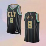 Camiseta Charlotte Hornets Dennis Smith NO 8 Ciudad 2022-23 Negro
