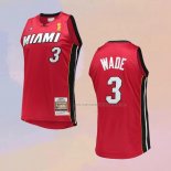 Camiseta Miami Heat Dwyane Wade NO 3 Mitchell & Ness 2005-06 Autentico Rojo