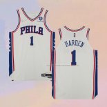 Camiseta Philadelphia 76ers James Harden NO 1 Association Autentico Blanco