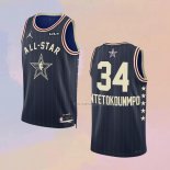 Camiseta All Star 2024 Milwaukee Bucks Giannis Antetokounmpo NO 34 Azul