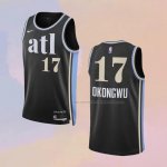 Camiseta Atlanta Hawks Onyeka Okongwu NO 17 Ciudad 2023-24 Negro