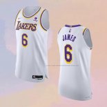 Camiseta Los Angeles Lakers LeBron James NO 6 Association Autentico Blanco