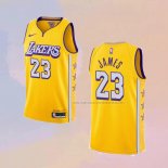 Camiseta Los Angeles Lakers Lebron James NO 23 Ciudad 2019-20 Amarillo