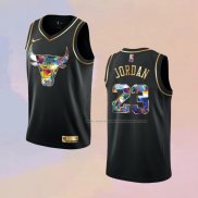 Camiseta Golden Edition Chicago Bulls Michael Jordan NO 23 2021-22 Negro