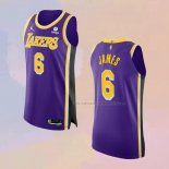 Camiseta Los Angeles Lakers LeBron James NO 6 Statement Autentico Violeta