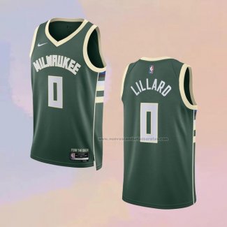 Camiseta Milwaukee Bucks Damian Lillard NO 0 Icon Verde