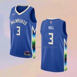 Camiseta Milwaukee Bucks George Hill NO 3 Ciudad 2022-23 Azul