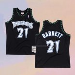 Camiseta Minnesota Timberwolves Kevin Garnett NO 21 Hardwood Classics Throwback Negro