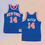 Camiseta New York Knicks Anthony Mason NO 14 Hardwood Classics Throwback Azul