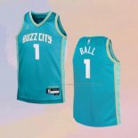 Camiseta Nino Charlotte Hornets Lamelo Ball NO 1 Ciudad 2023-24 Verde