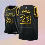 Camiseta Nino Los Angeles Lakers Lebron James NO 23 Ciudad 2017-18 Negro