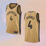 Camiseta Toronto Raptors Scottie Barnes NO 4 Ciudad 2023-24 Oro