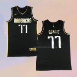 Camiseta Golden Edition Dallas Mavericks Luka Doncic NO 77 2020-21 Negro