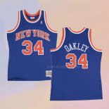 Camiseta New York Knicks Charles Oakley NO 34 Hardwood Classics Throwback Azul