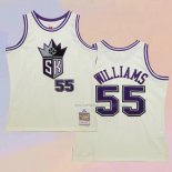 Camiseta Sacramento Kings Jason Williams NO 55 Mitchell & Ness Chainstitch Crema