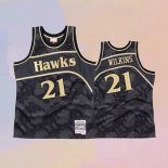 Camiseta Atlanta Hawks Dominique Wilkins NO 21 1986-87 Hardwood Classic Negro