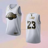 Camiseta Golden Edition Los Angeles Lakers Lebron James NO 23 Blanco