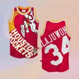 Camiseta Houston Rockets Hakeem Olajuwon NO 34 Mitchell & Ness Big Face Rojo