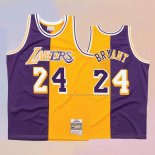 Camiseta Los Angeles Lakers Kobe Bryant NO 24 Mitchell & Ness 1996-97 Split Amarillo Violeta