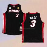 Camiseta Miami Heat Dwyane Wade NO 3 Mitchell & Ness 2012-13 Autentico Negro