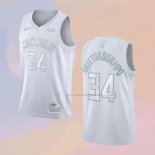 Camiseta Milwaukee Bucks Giannis Antetokounmpo NO 34 MVP Blanco