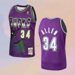Camiseta Milwaukee Bucks Ray Allen NO 34 Mitchell & Ness 1996-97 Violeta