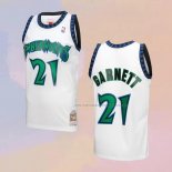 Camiseta Minnesota Timberwolves Kevin Garnett NO 21 Mitchell & Ness 1997-98 Blanco