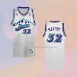 Camiseta Utah Jazz Karl Malone NO 32 Retro Blanco