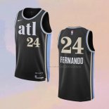 Camiseta Atlanta Hawks Bruno Fernando NO 24 Ciudad 2023-24 Negro