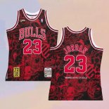 Camiseta Chicago Bulls Michael Jordan NO 23 Mitchell & Ness Hebru Brantley Negro