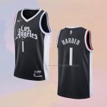 Camiseta Los Angeles Clippers James Harden NO 1 Ciudad 2020-21 Negro