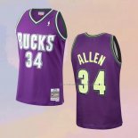 Camiseta Milwaukee Bucks Ray Allen NO 34 Mitchell & Ness 2000-01 Violeta