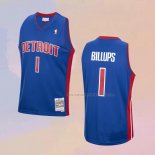 Camiseta Detroit Pistons Chauncey Billups NO 1 Mitchell & Ness 2003-04 Azul