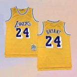 Camiseta Los Angeles Lakers Kobe Bryant NO 24 Mitchell & Ness 2007-08 Amarillo