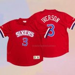 Camiseta Manga Corta Philadelphia 76ers Allen Iverson NO 3 Rojo