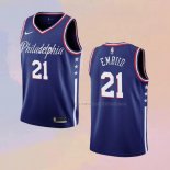 Camiseta Philadelphia 76ers Joel Embiid NO 21 Ciudad 2019-20 Azul