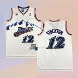 Camiseta Utah Jazz John Stockton NO 12 Retro Blanco