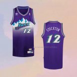 Camiseta Utah Jazz John Stockton NO 12 Retro Violeta