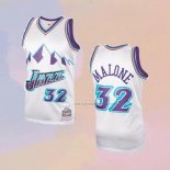 Camiseta Utah Jazz Karl Malone NO 32 Hardwood Classics Throwback Blanco