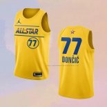 Camiseta All Star 2021 Dallas Mavericks Luka Doncic NO 77 Oro