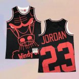 Camiseta Chicago Bulls Michael Jordan NO 23 Mitchell & Ness Big Face Negro
