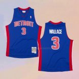 Camiseta Detroit Pistons Ben Wallace NO 3 Hardwood Classics Throwback Azul
