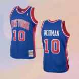 Camiseta Detroit Pistons Dennis Rodman NO 10 Mitchell & Ness 1988-89 Azul