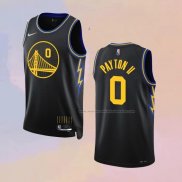 Camiseta Golden State Warriors Gary Payton II NO 0 Ciudad 2021-22 Negro