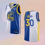 Camiseta Golden State Warriors Stephen Curry NO 30 Split Azul Blanco