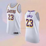 Camiseta Los Angeles Lakers LeBron James NO 23 Association Autentico Blanco