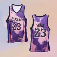 Camiseta Los Angeles Lakers LeBron James NO 23 Fashion Royalty Violeta