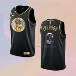 Camiseta Golden Edition Philadelphia 76ers Allen Iverson NO 3 2021-22 Negro