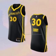 Camiseta Golden State Warriors Stephen Curry NO 30 Ciudad Autentico 2023-24 Negro